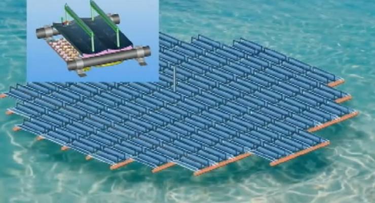 Schwimmendes Solarkraftwerk; Bild: Youtube (Videoscreenshot)