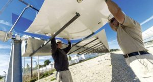 Aufbau der solarthermische Kraftwerks-Pilotanlage in Bad Aibling