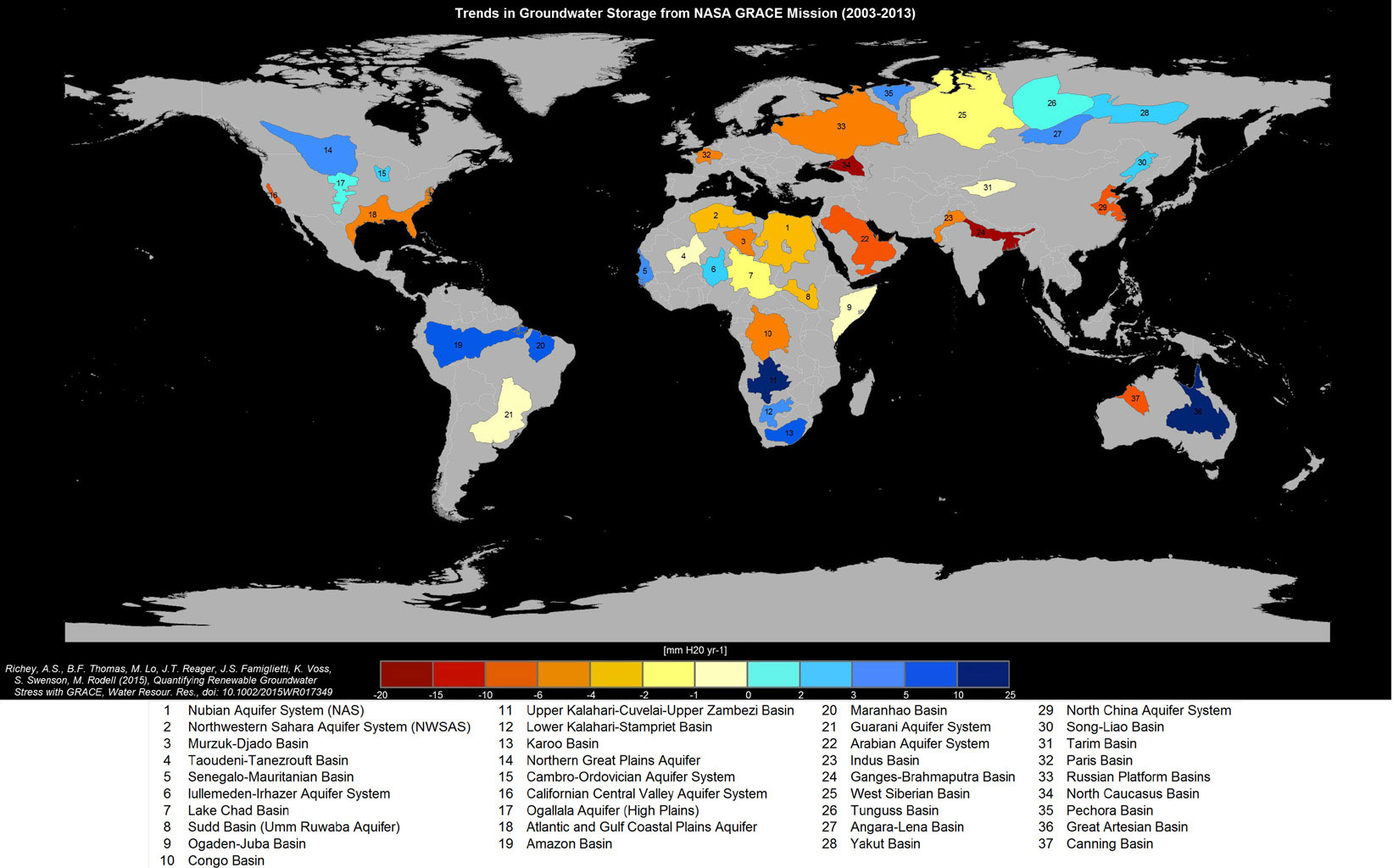 NASA Daten GRACE - Grundwasser-Knappheit und Klimawandel